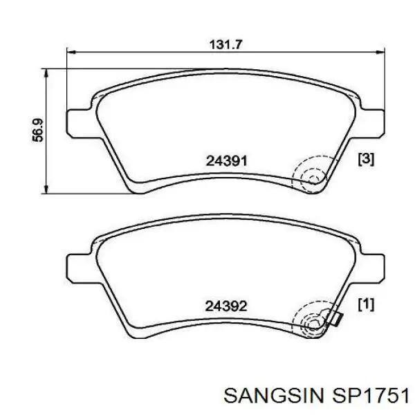 SP1751 Sangsin Колодки передние