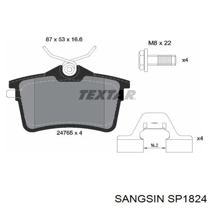 Колодки дисковые  Sangsin SP1824 цена, от 17.56 USD