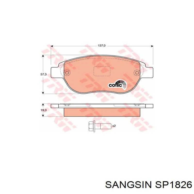 SP1826 Sangsin Колодки передние