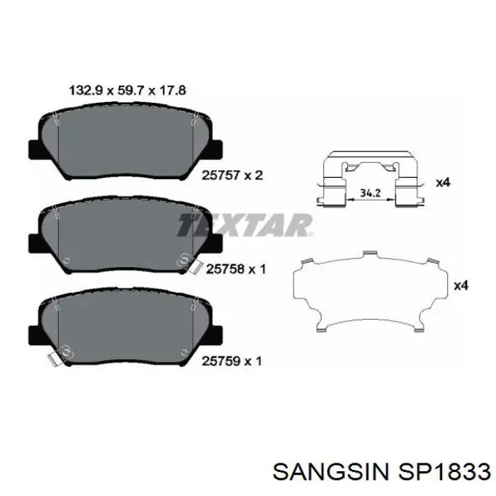 SP1833 Sangsin Колодки передние