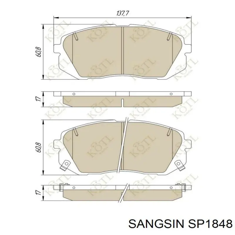 Колодки Sangsin SP1848 цена, от 28.63 USD