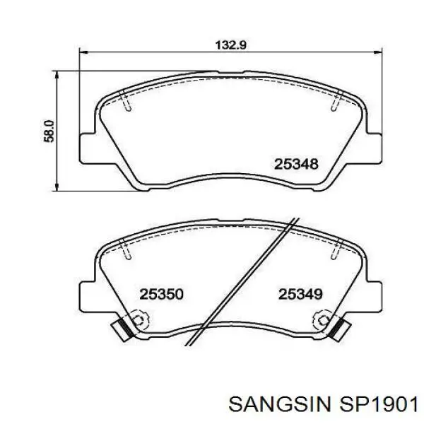 Передние тормозные колодки SP1901 Sangsin