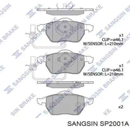 SP2001A Sangsin sapatas do freio dianteiras de disco