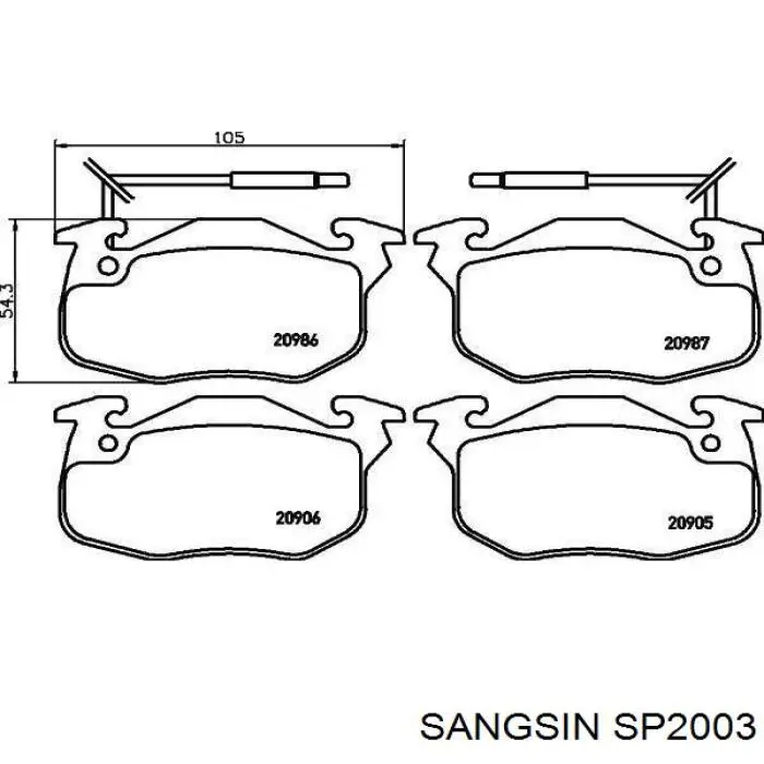 Передние тормозные колодки SP2003 Sangsin