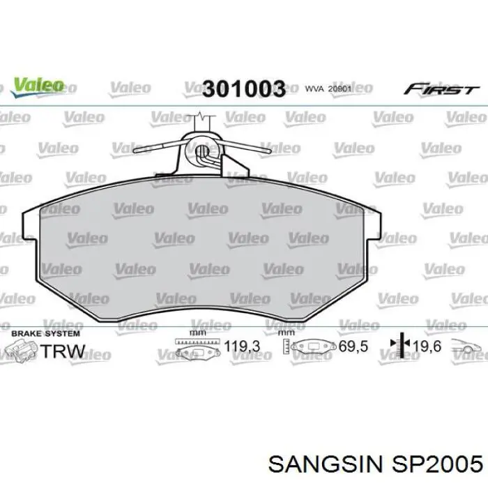 SP2005 Sangsin Колодки передние