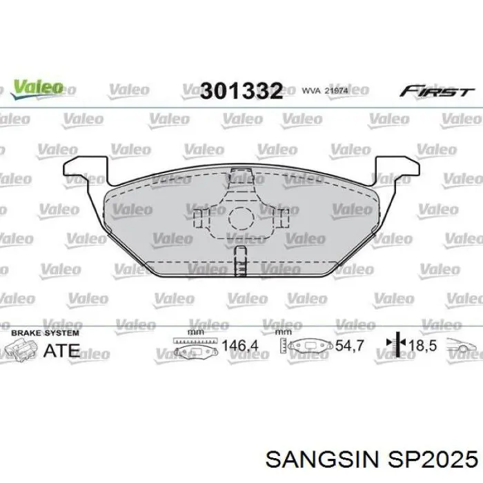 Передние тормозные колодки SP2025 Sangsin