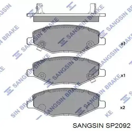 SP2092 Sangsin колодки тормозные передние дисковые