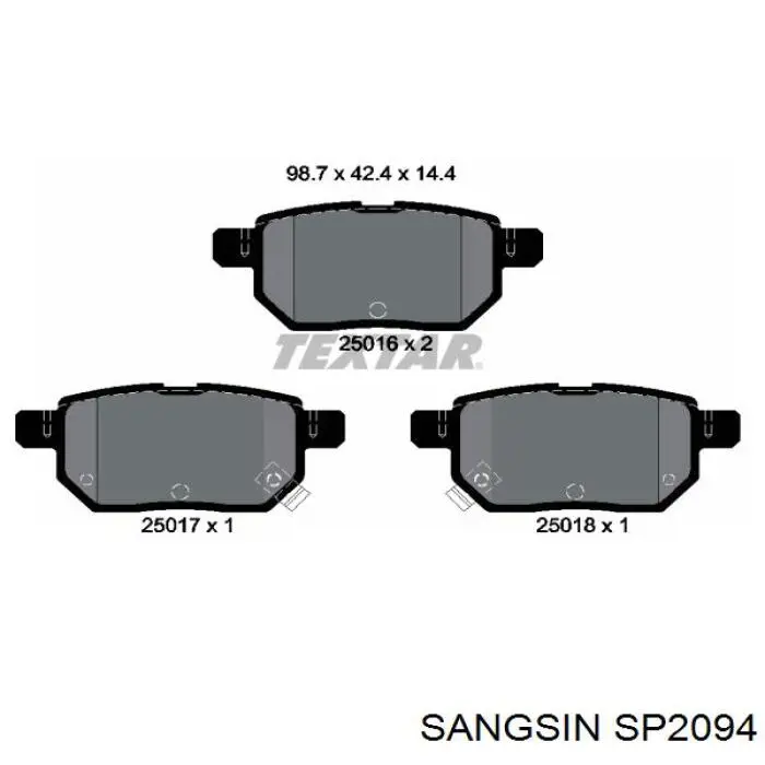 Задние тормозные колодки SP2094 Sangsin