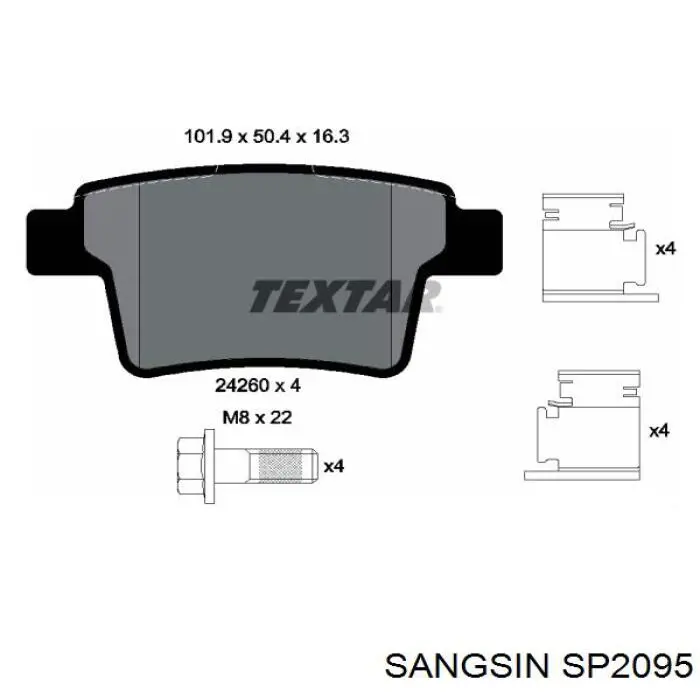 Колодки на гальмо задній дисковий SP2095 Sangsin
