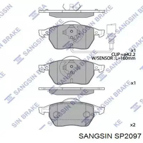 Передние тормозные колодки SP2097 Sangsin