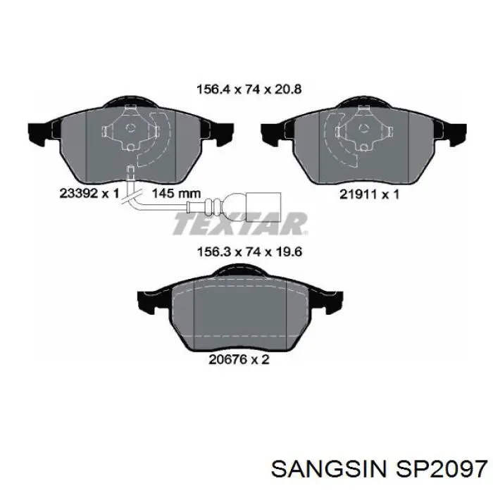 Купить SP2097 Sangsin Колодки тормозные