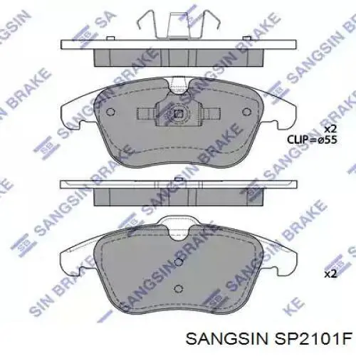 SP2101-F Sangsin колодки тормозные передние дисковые