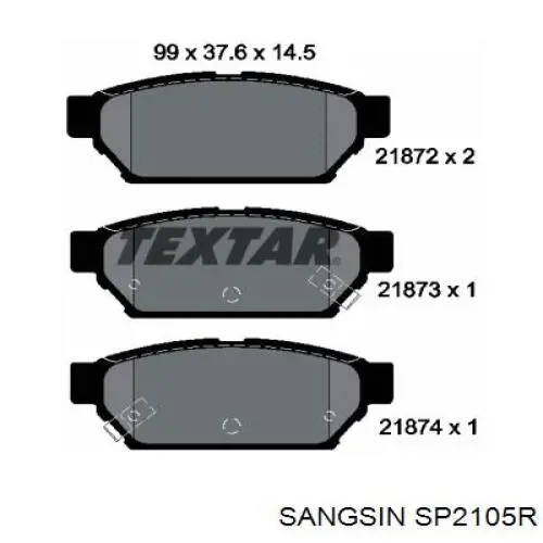 Купить SP2105R Sangsin Задние барабанные тормозные колодки