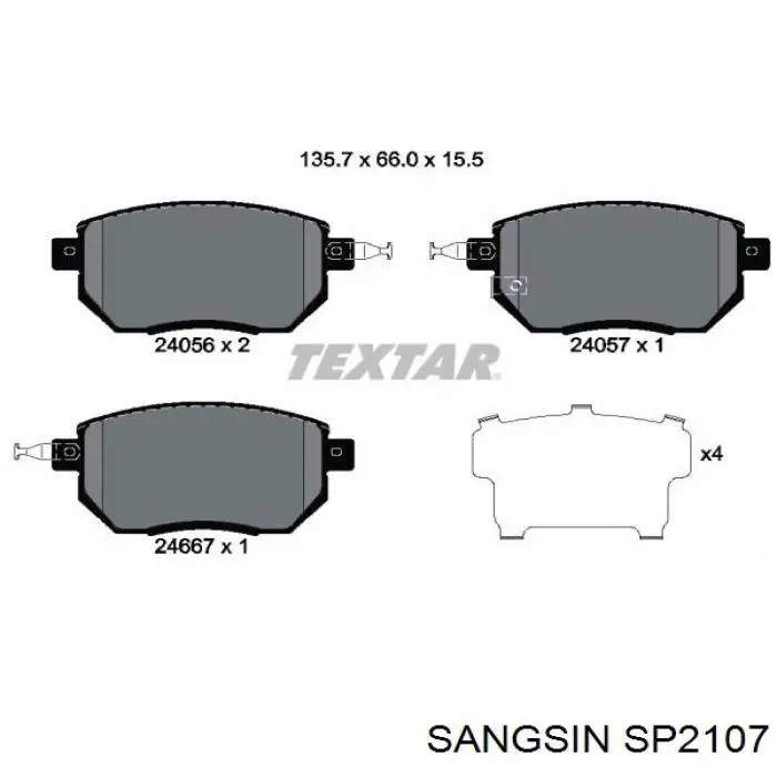 SP2107 Sangsin Колодки передние