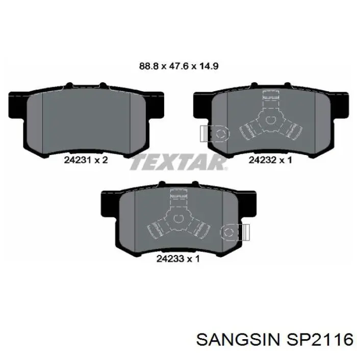 Колодки дисковые  Sangsin SP2116 цена, от 18.36 USD