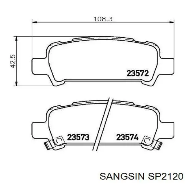 Задние тормозные колодки SP2120 Sangsin