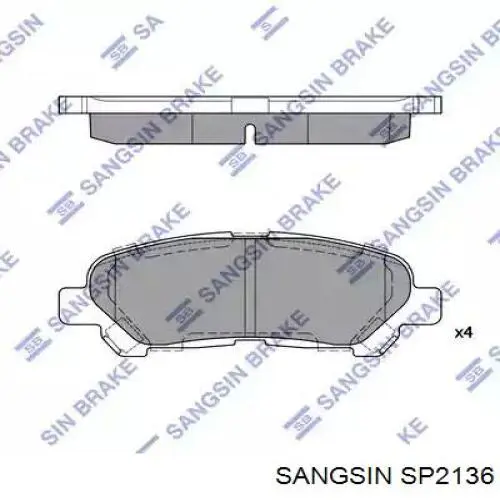 Купить SP2136 Sangsin Колодки тормозные задние, дисковые