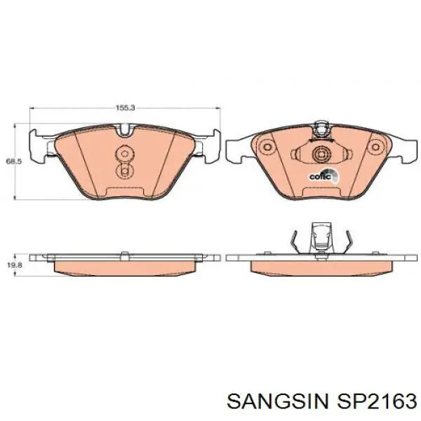 Купить SP2163 Sangsin Колодки тормозные