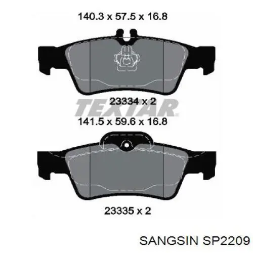 Колодки дисковые  Sangsin SP2209 цена, от 23.66 USD
