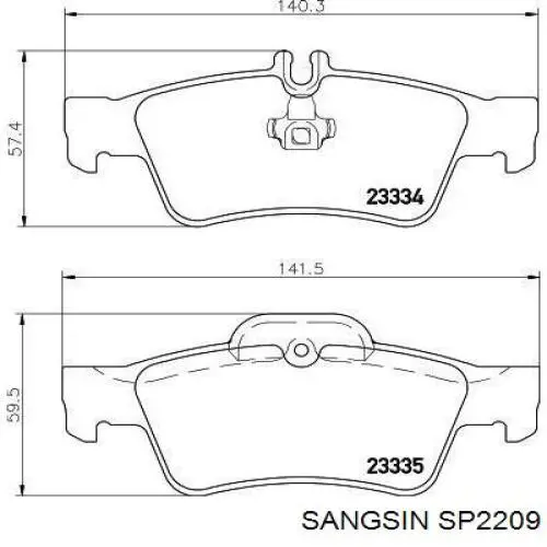 SP2209 Sangsin Колодки тормозные дисковые комплект
