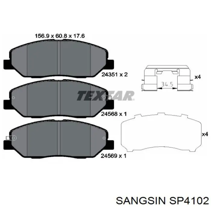 SP4102 Sangsin Колодки передние
