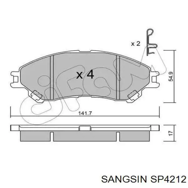SP4212 Sangsin Колодки передние