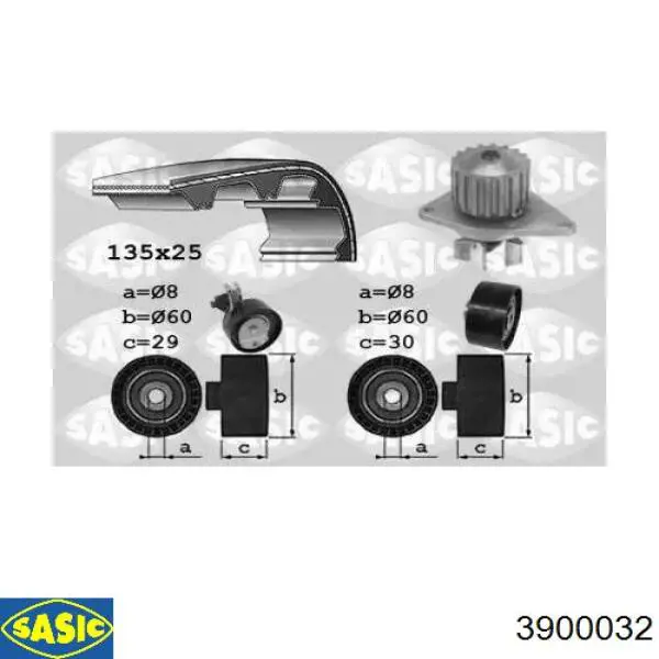 3900032 Sasic Комплект ремня ГРМ