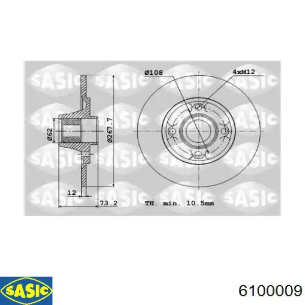 6100009 Sasic Дисковый тормоз