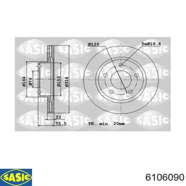 Тормозные диски 6106090 Sasic