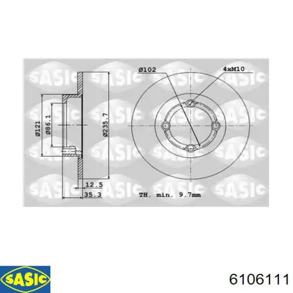 Передние тормозные диски 6106111 Sasic