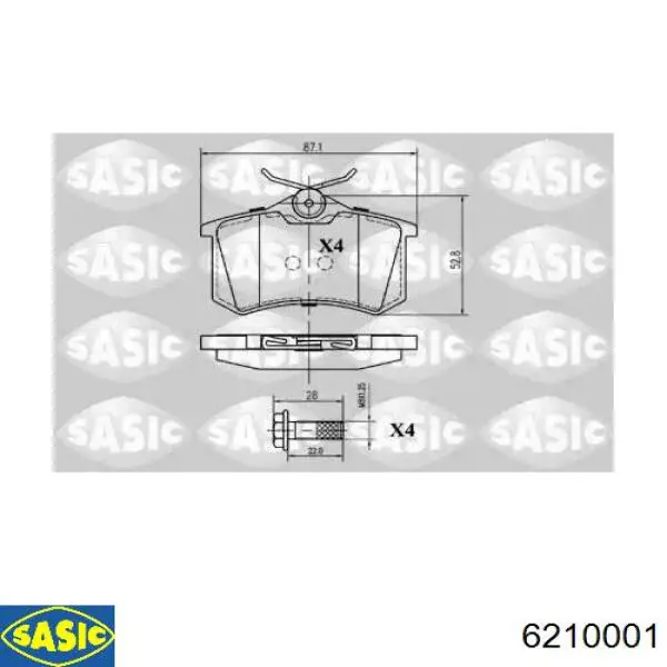 Задние тормозные колодки 6210001 Sasic