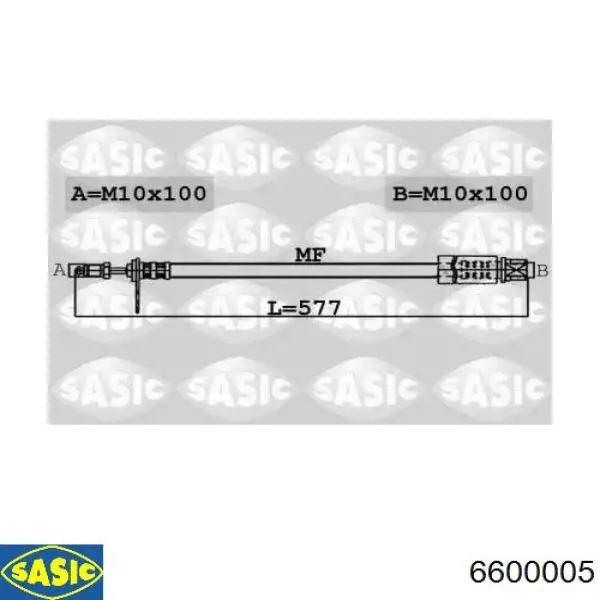 Шланг тормозной передний левый 6600005 Sasic