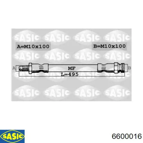 6600016 Sasic шланг тормозной передний