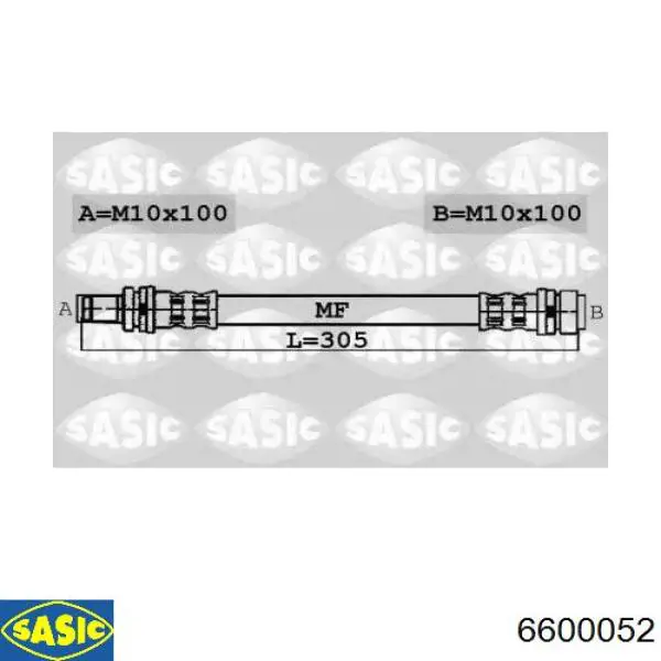 6600052 Sasic шланг тормозной задний