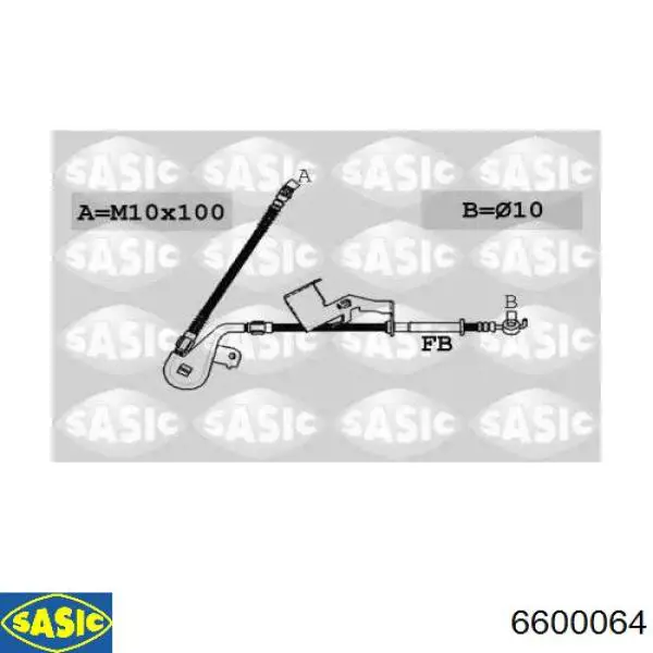 Шланг тормозной передний правый 6600064 Sasic