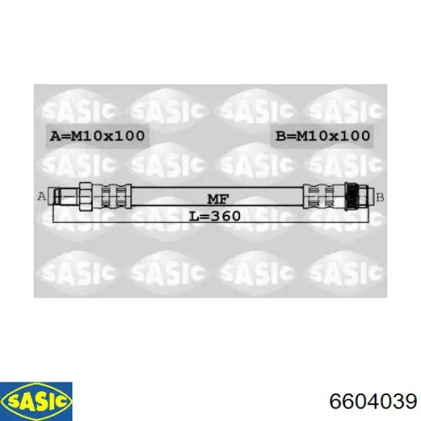Шланг тормозной задний SASIC 6604039