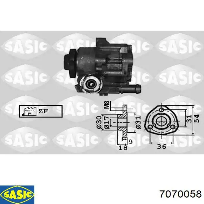 7070058 Sasic bomba da direção hidrâulica assistida