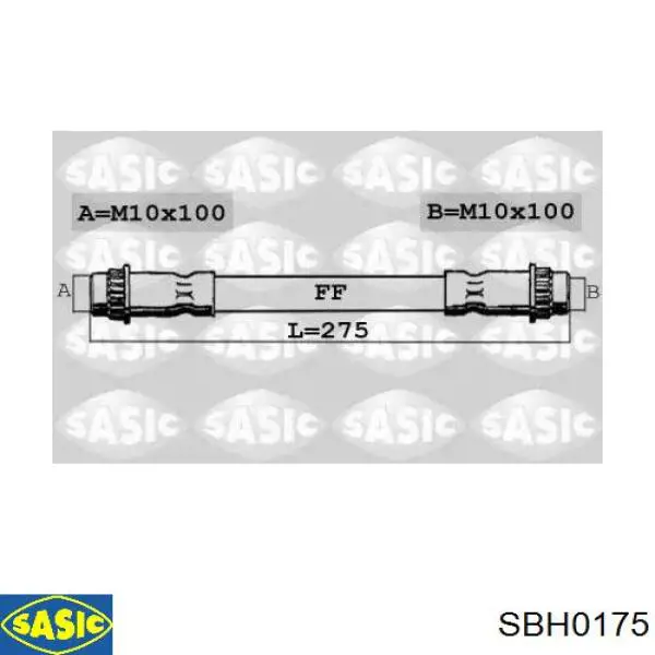 Шланг тормозной задний SASIC SBH0175