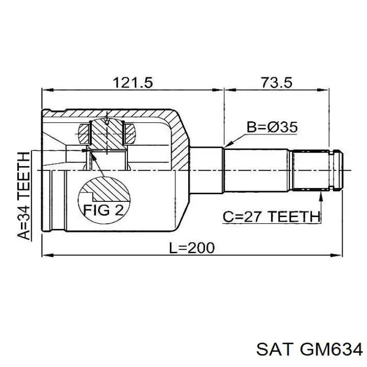 ШРУС внутренний передний левый GM634 SAT