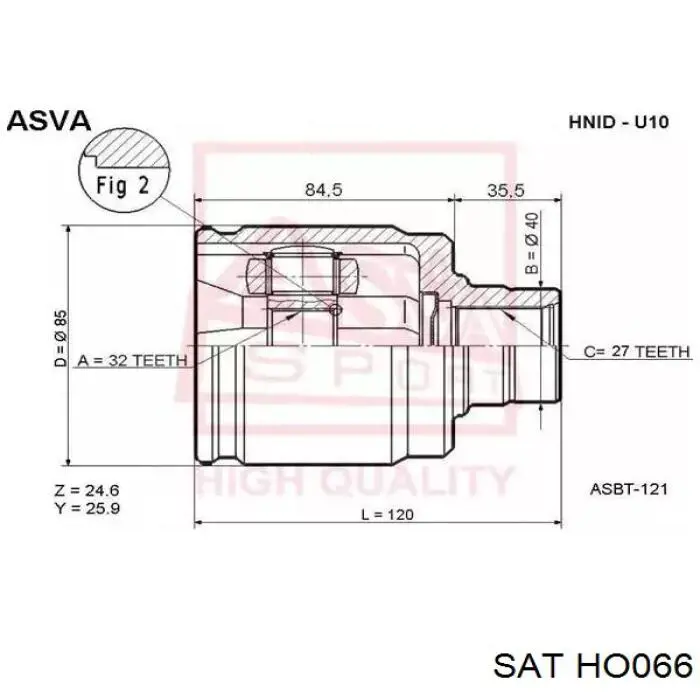 ШРУС наружный передний HO066 SAT