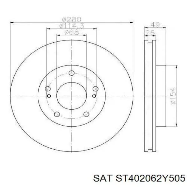Передние тормозные диски ST402062Y505 SAT