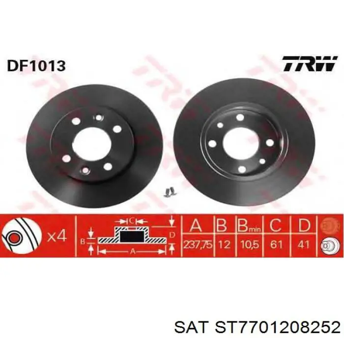 Передние тормозные диски ST7701208252 SAT