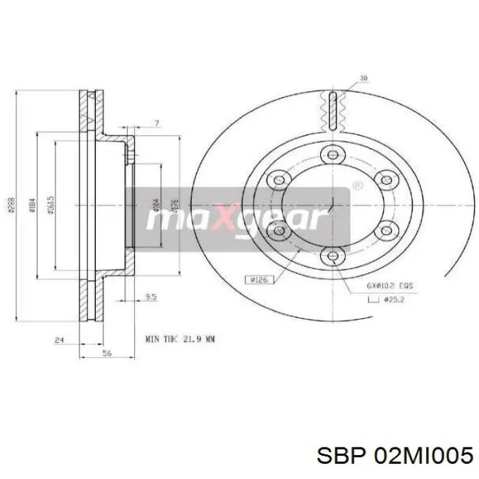 Диск тормозной задний SBP 02MI005