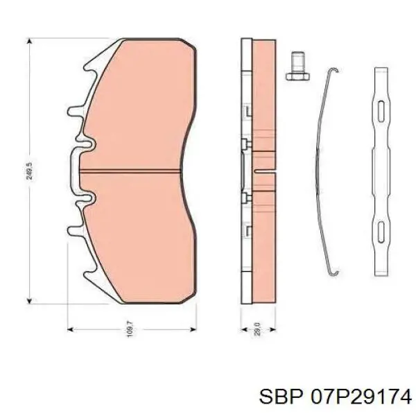 Колодки тормозные передние дисковые SBP 07P29174