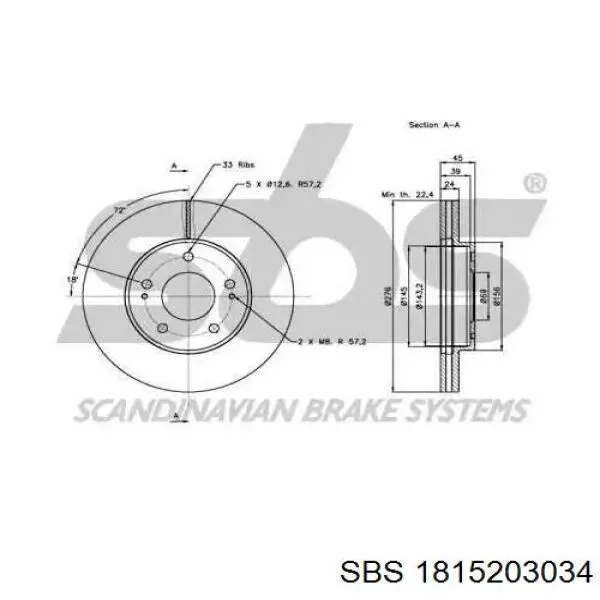 Передние тормозные диски 1815203034 SBS