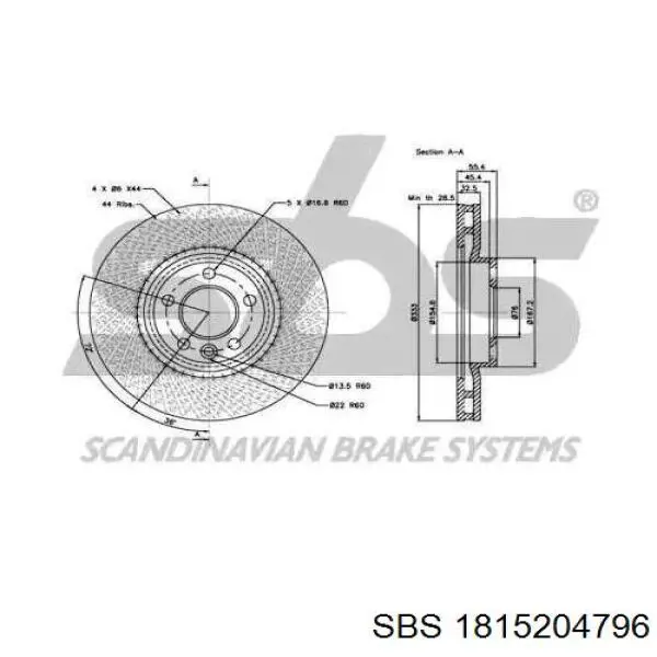 Передние тормозные диски 1815204796 SBS