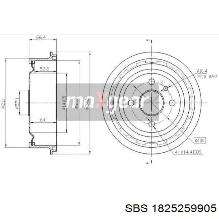 Барабан тормозной задний SBS 1825259905 цена, от 20.12 USD