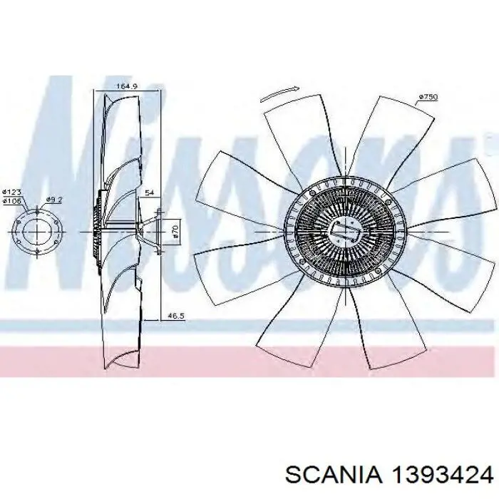 Вискомуфта вентилятора 1393424 Scania