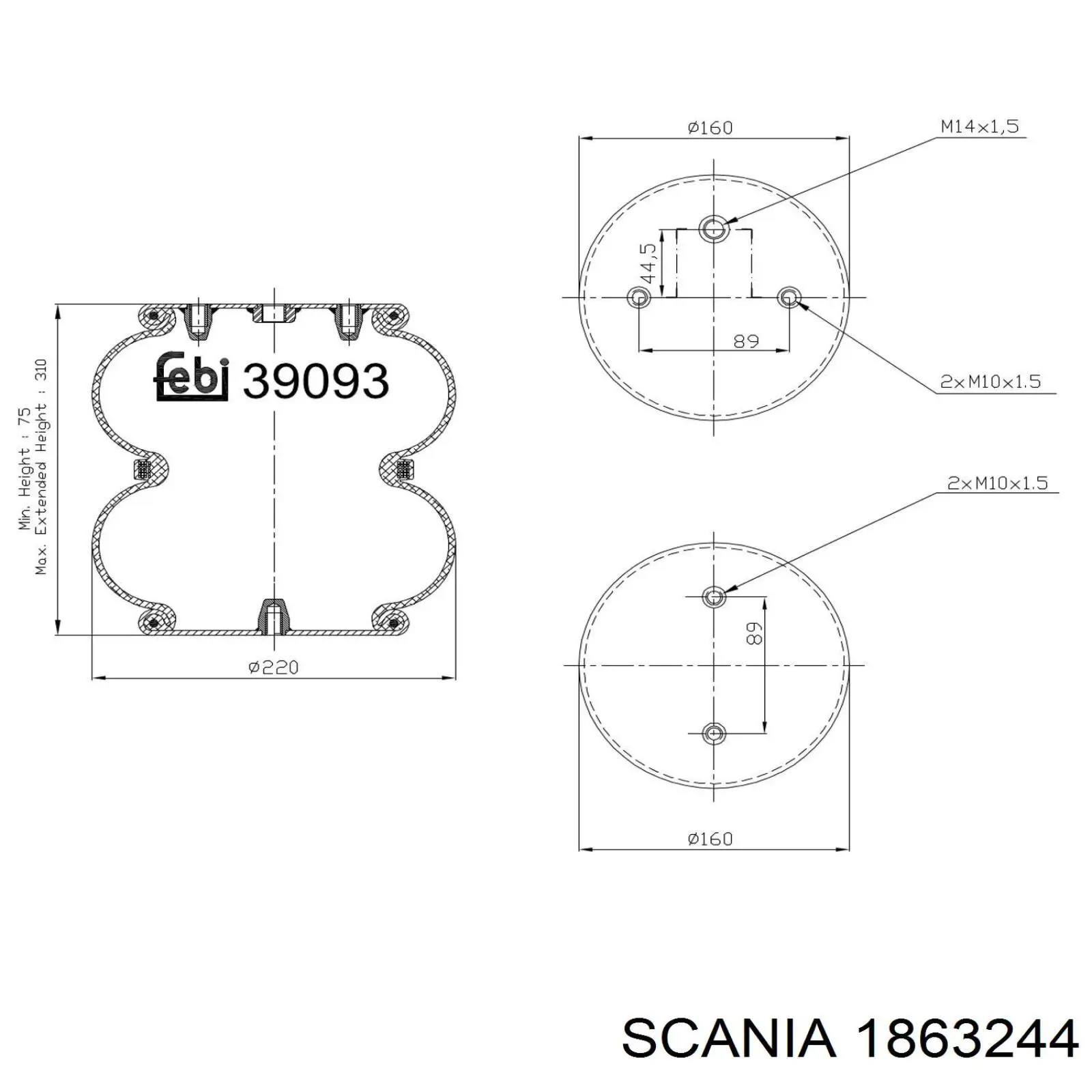 1863244 Scania Пневмоподушка моста