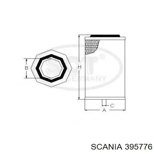 Воздушный фильтр 395776 Scania